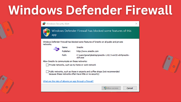 Windows Defender Firewall notification