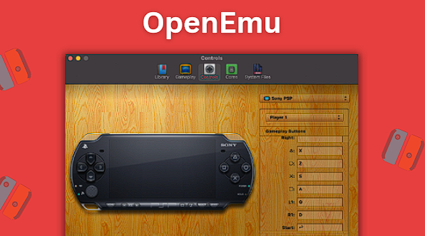 The PSP controls setup menu on OpenEmu.