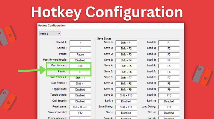 The Hotkey Configuration screen in Snes9x