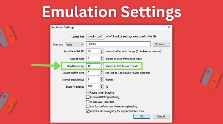 The Emulation Settings screen in Snes9x
