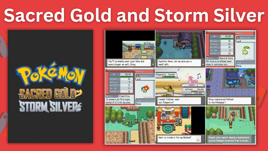 Pokemon Sacred Gold and Storm Silver box art and gameplay screenshots