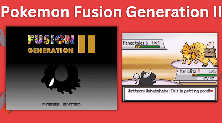 Pokemon Fusion Generation II start screen and battle screen