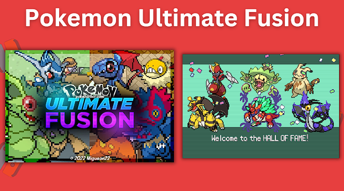 Pokemon Ultimate Fusion title screen and gameplay screenshot