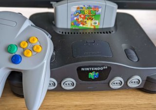 Nintendo 64 console with controller and Super Mario 64